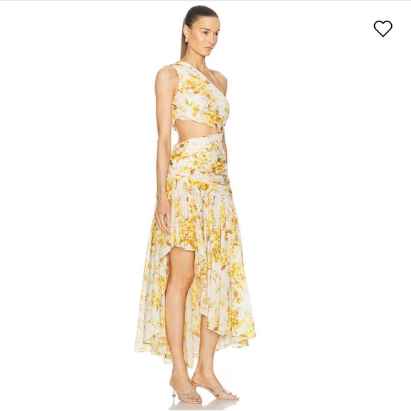 NWT Zimmermann Golden Asymmetric Dress Yellow Toile Floral Size 1 Small 4-6 $895 - Picture 3 of 15